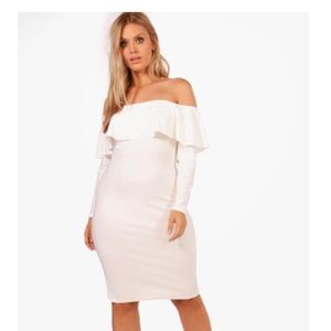 Boohoo white midi dress US size 16